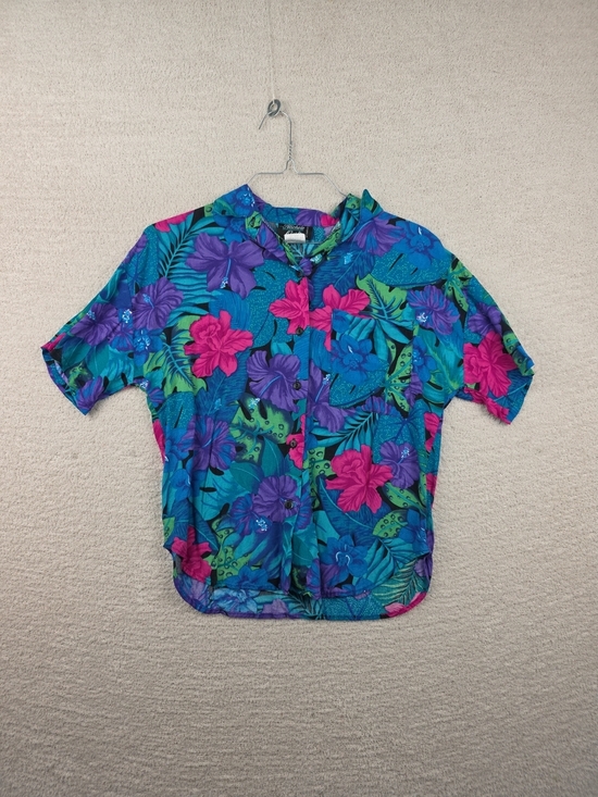 michele leslie Tops - Vintage Michele Leslie of California Tropical Floral Aloha Button Down Shirt
